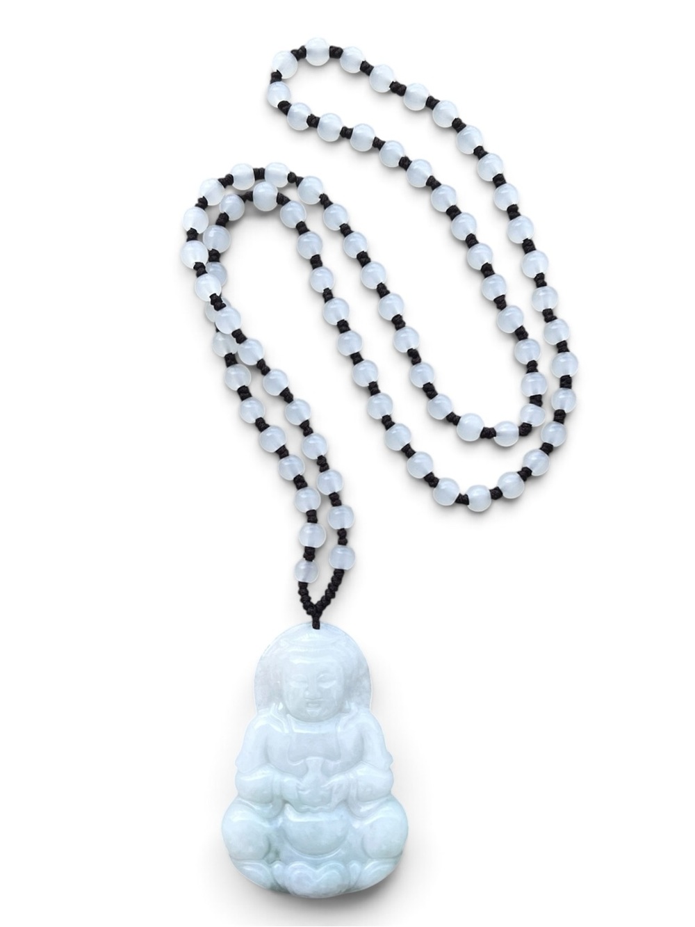 High Quality Grade A White Green Jadeite Jade Buddha Pendant Necklace